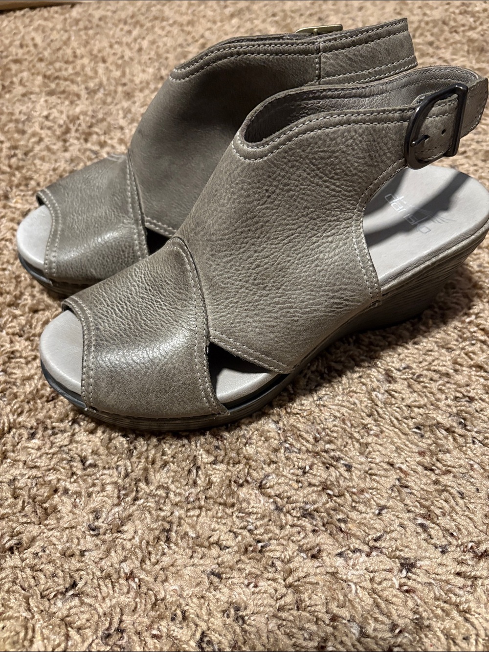 Dansko Gray/Silver Open-Toe Slingback Sandals 38